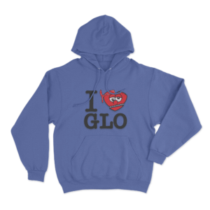 I Love Glo Heart Unisex Hoodie Blue