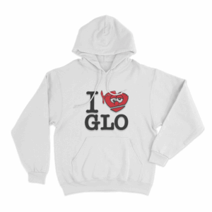I Love Glo Heart Unisex Hoodie White