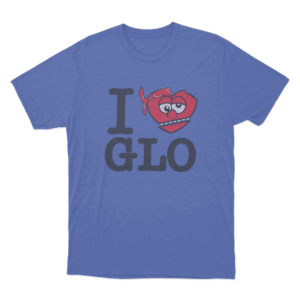 I Love Glo Heart Unisex T Shirt Blue